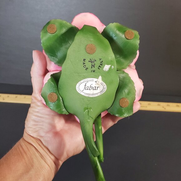 Beautiful Vintage Fabar Capodimonte Porcelain Pink Rose Figurine 6" FLAW - Picture 7 of 11